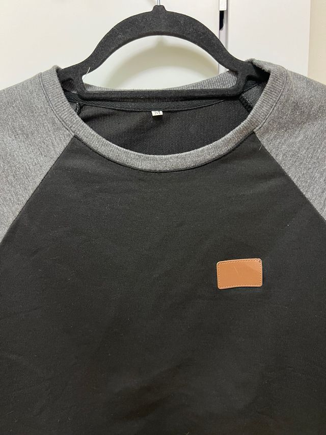 Sudadera hombre raglán negra y gris