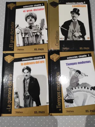 Colección DVDs / libro Chaplin. Lote 4 unidades.