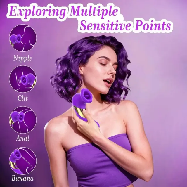 Masajeador púrpura con detalles dorados