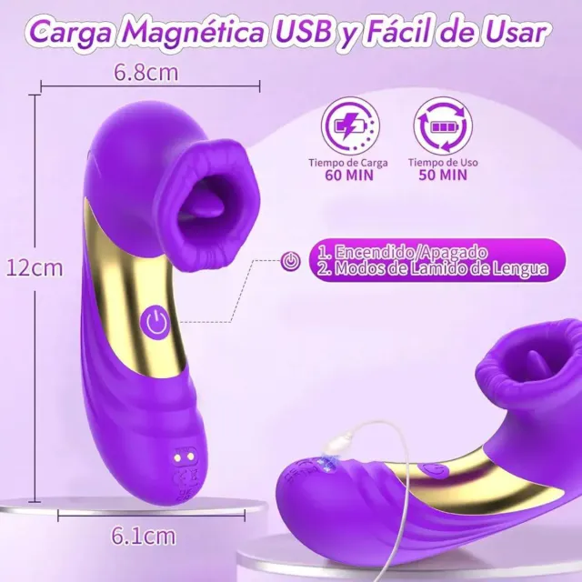 Masajeador púrpura con detalles dorados