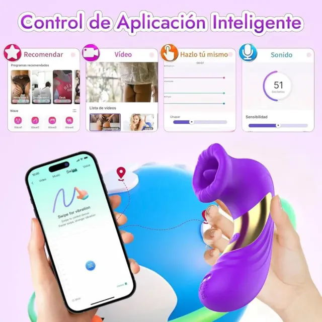 Masajeador púrpura con detalles dorados