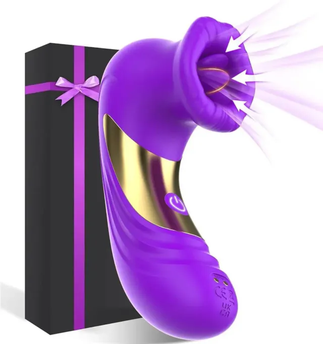 Masajeador púrpura con detalles dorados