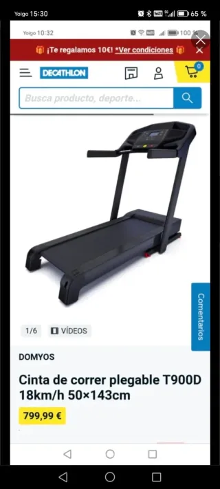 Cinta de correr plegable DOMYOS T900D