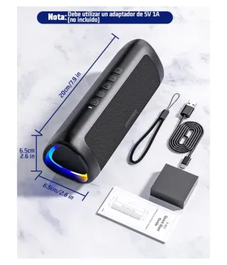 Altavoz Bluetooth 5.3 Negro y Multicolor