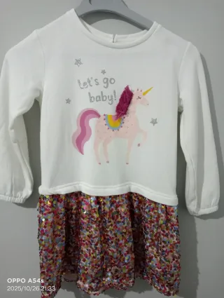 Vestido unicornio lentejuelas invierno 7-8 años 