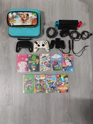 Nintendo Switch + 10 juegos + 3 mandos