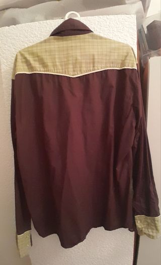 Camisa tejana marrón y verde