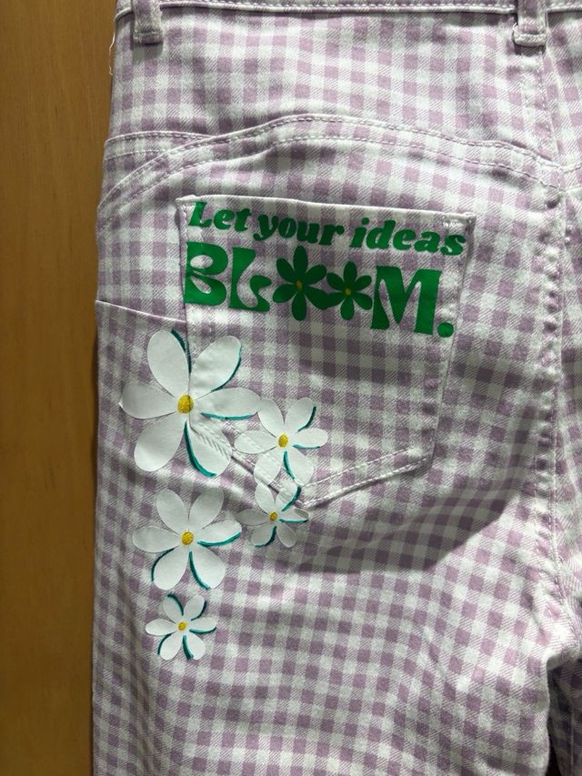 Pantalón Calzedonia cuadros rosa