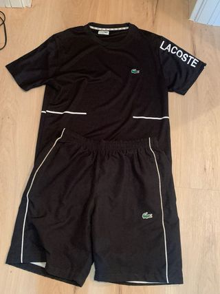 Conjunto Lacoste Camiseta y Pantalón Corto Negro