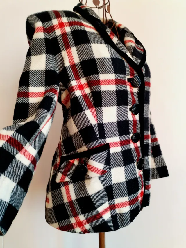 Giacca donna a quadri in Lana