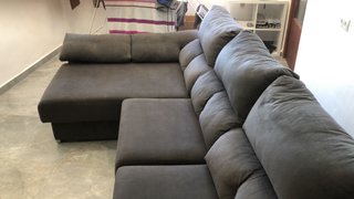 Sofá modular gris tela