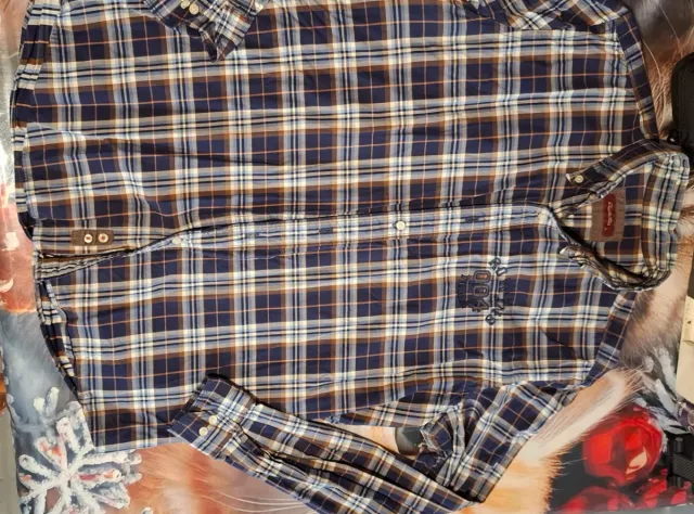 Camisa Emilio Tucci cuadros azul y marrón Talla 4