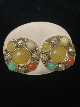 Pendientes Vintage Dorados con Piedras