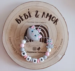 Chupetero personalizado Marie gris