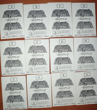 12 adesivi Panini Cavalieri dello Zodiaco 1986