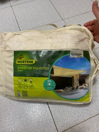Vela Sombrilla Nortene Poliéster 5x5m Beige- Nuevo