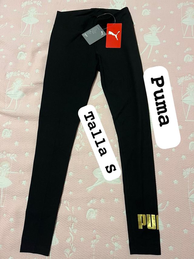 Leggings Puma Talla S Negro Logo Dorado