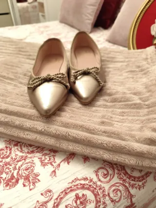 Bailarinas piel, oro viejo metalizado.