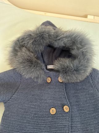 Chaquetón lana azulón con capucha