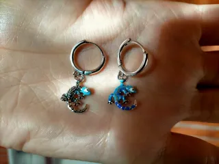 Pendientes Plata Ley Salamandra Azul