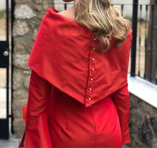 Vestido fiesta naranja con pedrería