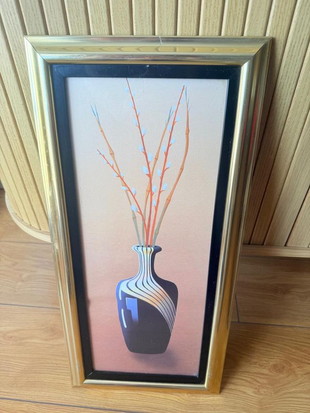 Cuadro decorativo dorado y naranja