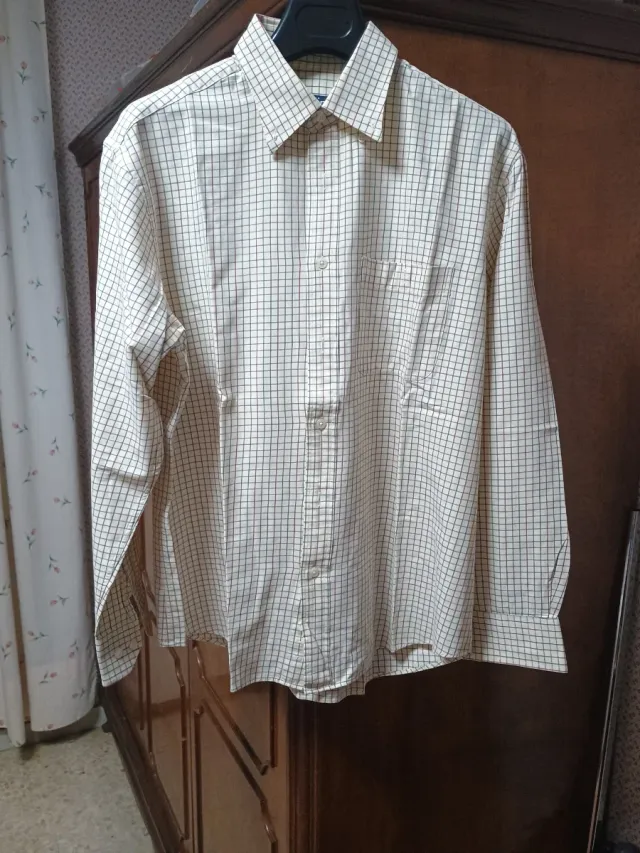 Camisa de manga larga a cuadros para hombre