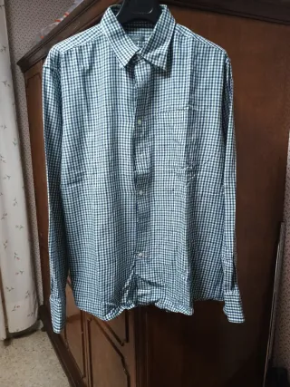 Camisa cuadros manga larga hombre