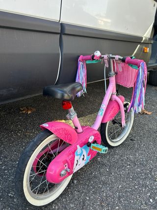 Bici bimba 3-5 anni rosa con cestino