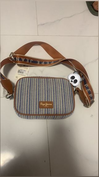 Bolso Pepe Jeans rayas azul y beige