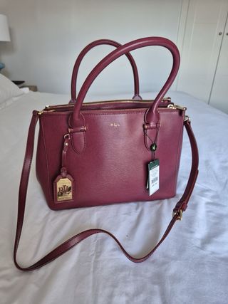Bolso Ralph Lauren Púrpura Cuero Nuevo