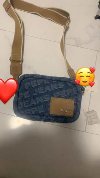 Bolso Pepe Jeans denim con correa beige
