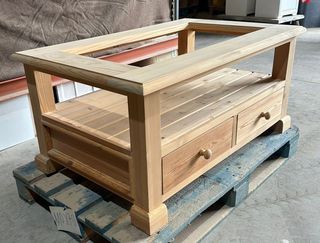 Mesa centro madera maciza 4 cajones