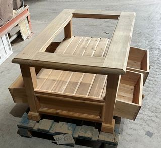 Mesa centro madera maciza 4 cajones