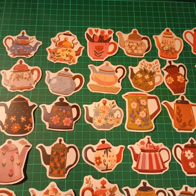 50 pegatinas de teteras y jarras
