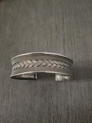 Pulsera Plata Media Caña Trenzada