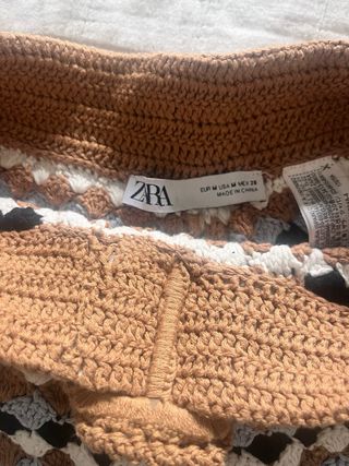 Shorts Zara Crochet Cinturón Marrón