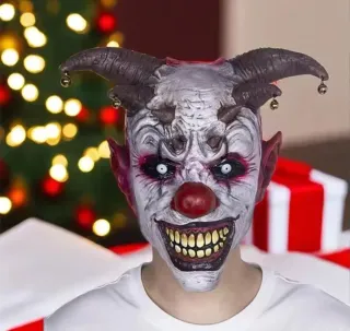 Máscara de payaso aterrador con cuernos