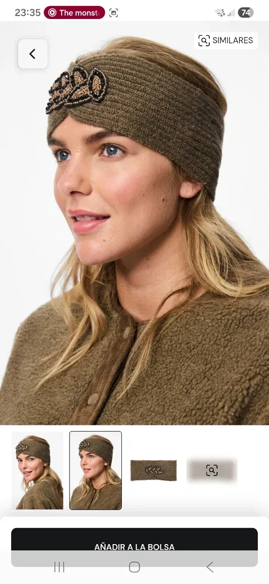 Diadema de punto con detalle de hojas