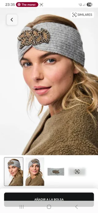 Banda para el pelo gris con adornos dorados