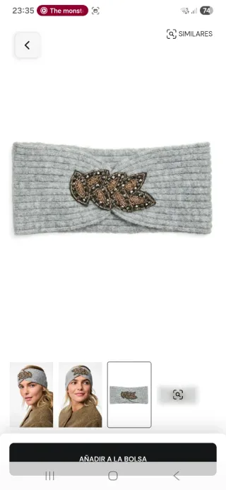 Banda para el pelo gris con adornos dorados