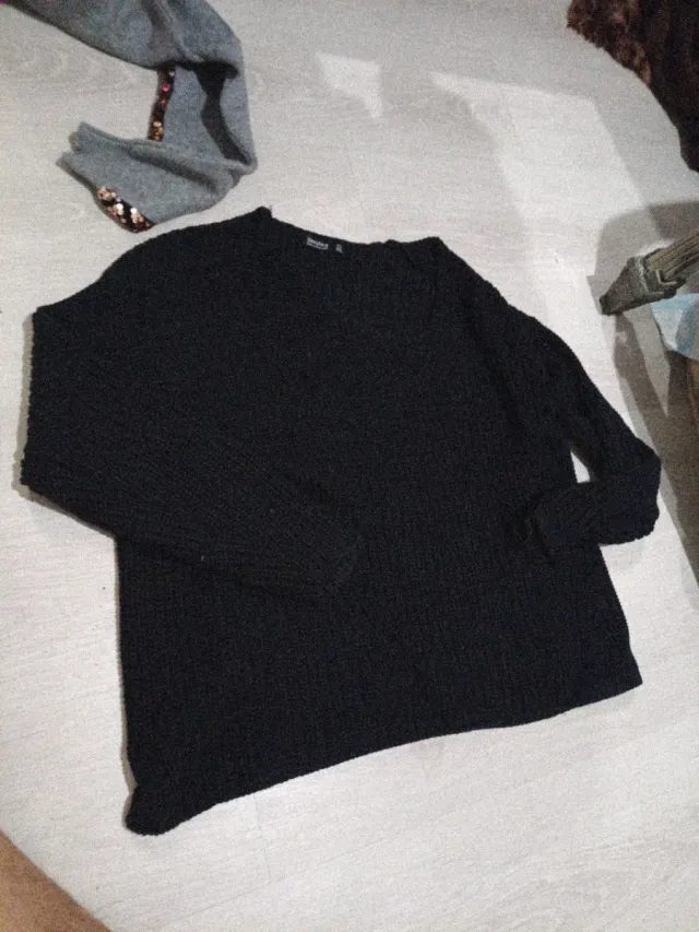 Jersey grueso tejido negro Talla L xl
