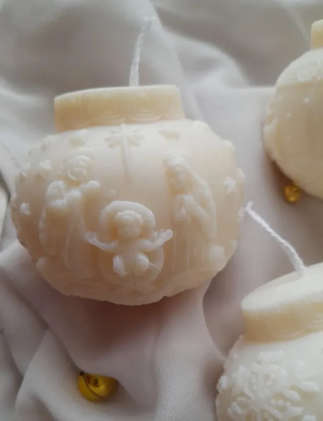 Candela Pallina Natale 3D presepe, albero e fiocco