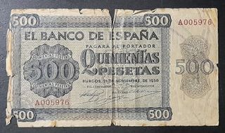 Billete 500 Pesetas Burgos 21 Nov. 1936 Serie A