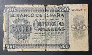 Billete 500 Pesetas Burgos 21 Nov. 1936 Serie A