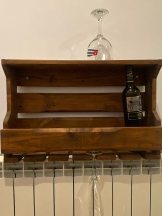 Botellero Rústico de Madera para Pared
