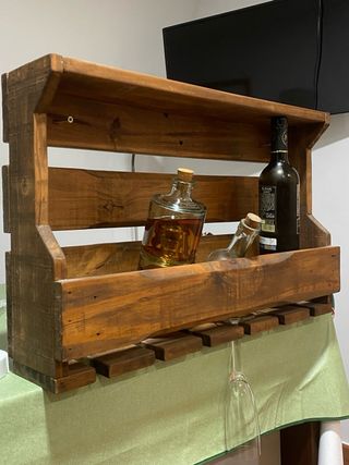 Botellero Rústico de Madera para Pared