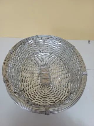 Cesta Frutero Aluminio y Mimbre