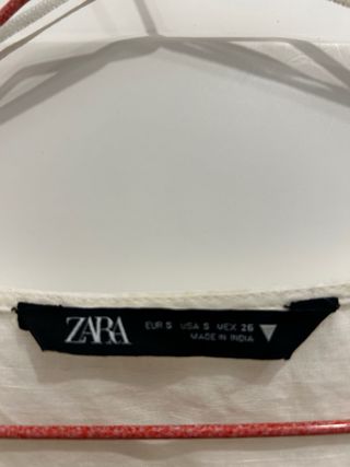 Blusa Zara Lino Bordada Blanca