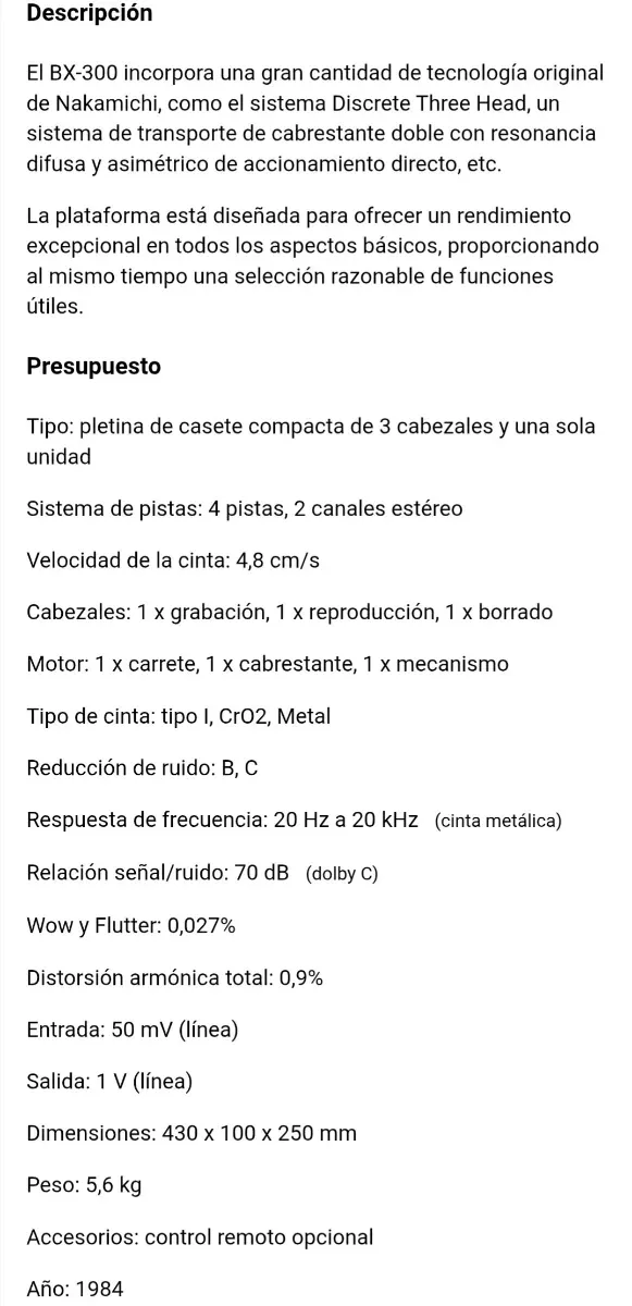 Nakamichi BX-300 3 Cabezales Made In Japan